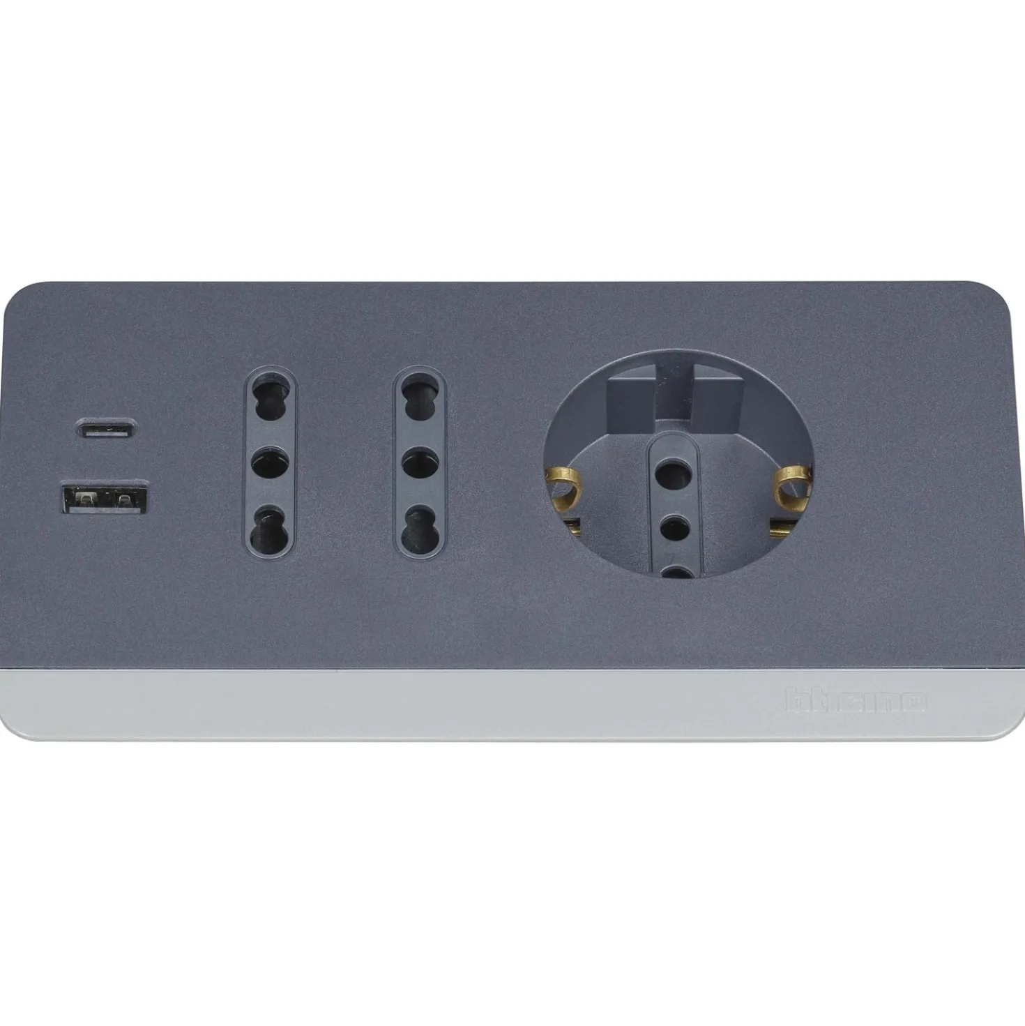 Multipresa da scrivania Bticino con interruttore 2 prese USB da 3A grigio