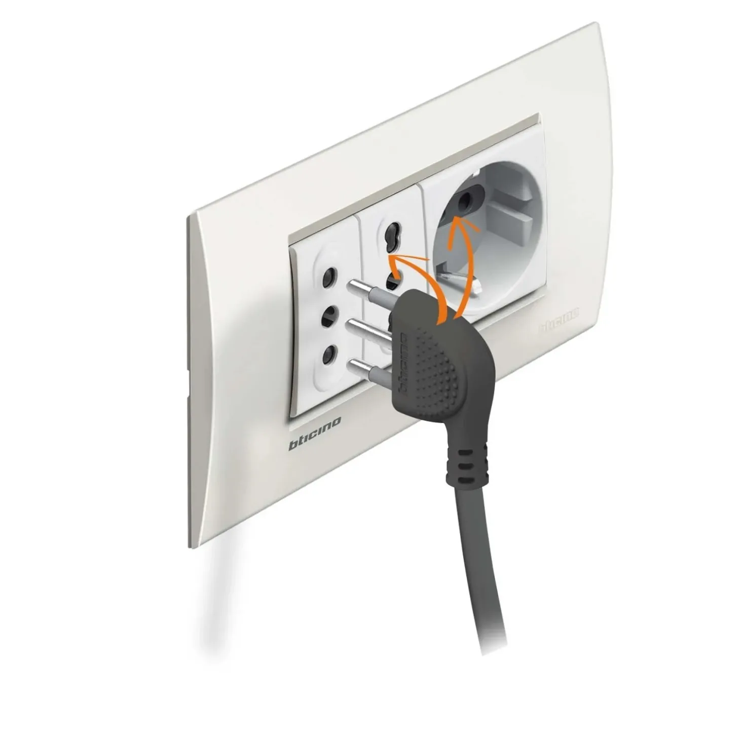 Multipresa elettrica Bticino Ultraslim 4 Prese Bipasso Interruttore nero