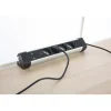 Multipresa scriv. Alu, 4 prese P40, 2 USB-A, USB-C PD 20W, 3G1, 2m. Nero