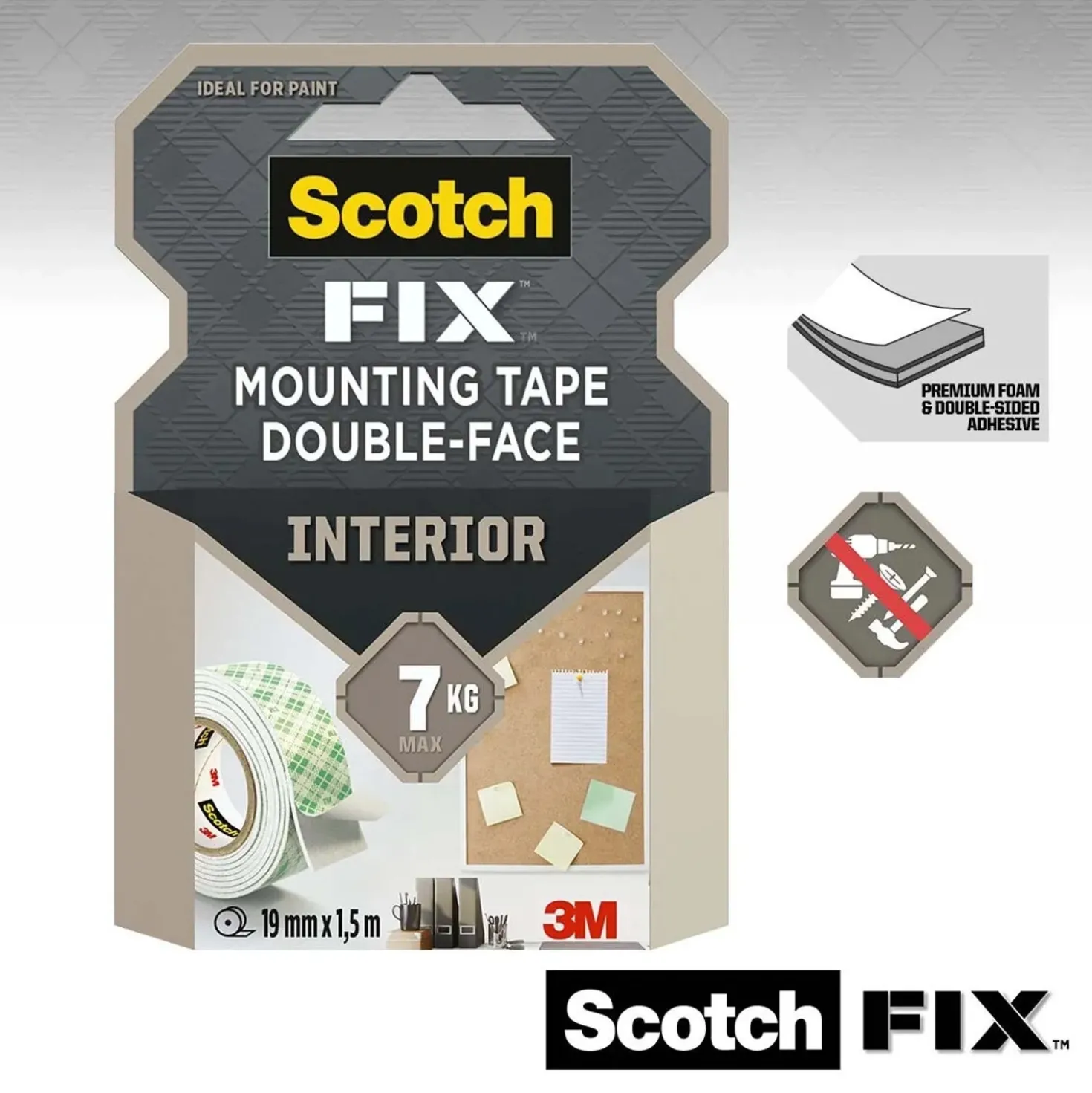 Nastro biadesivo per montaggio da interni Scotch-Fix 19 mm x 1,5 m