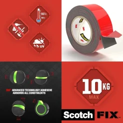 Nastro biadesivo permanente Scotch-Fix Extreme 19 mm x 1,5 m rosso