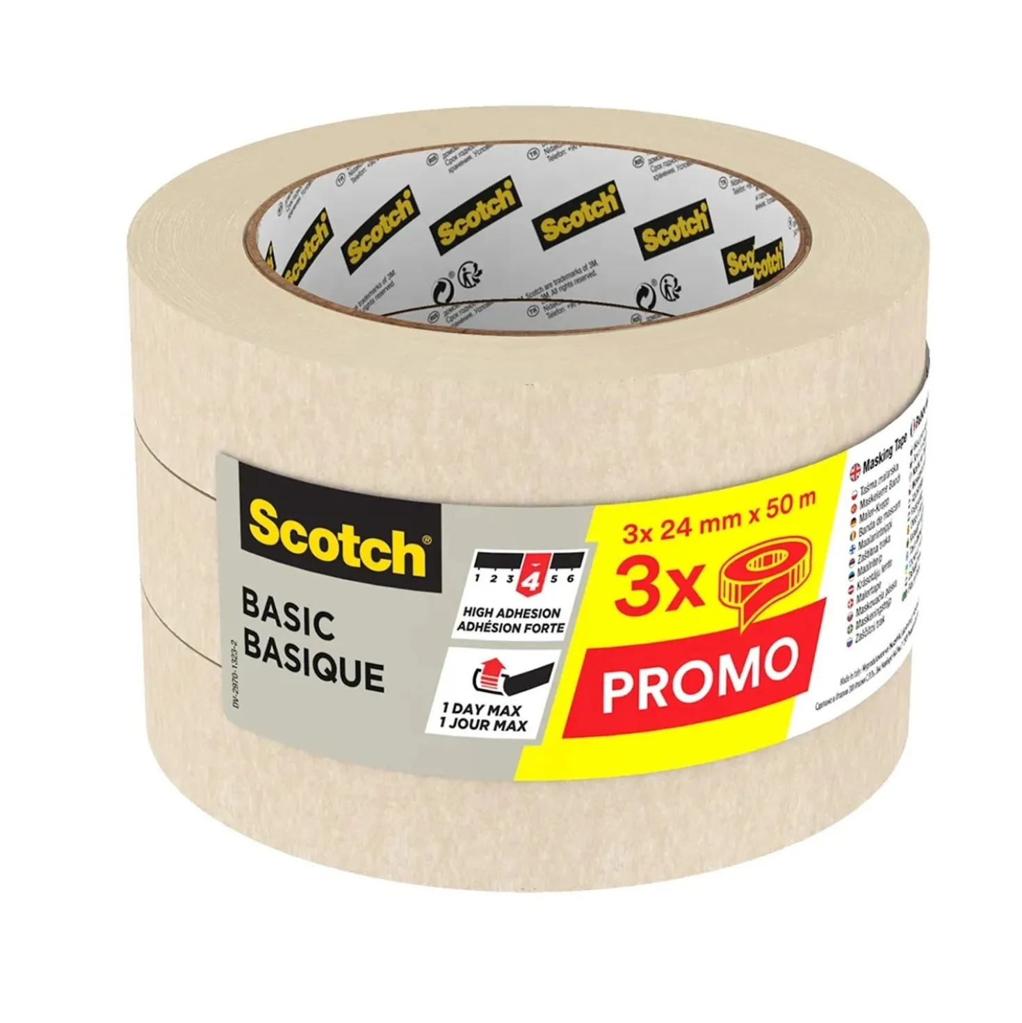 Nastro per mascheratura di base Scotch® 24 mm x 50 m 3 pz