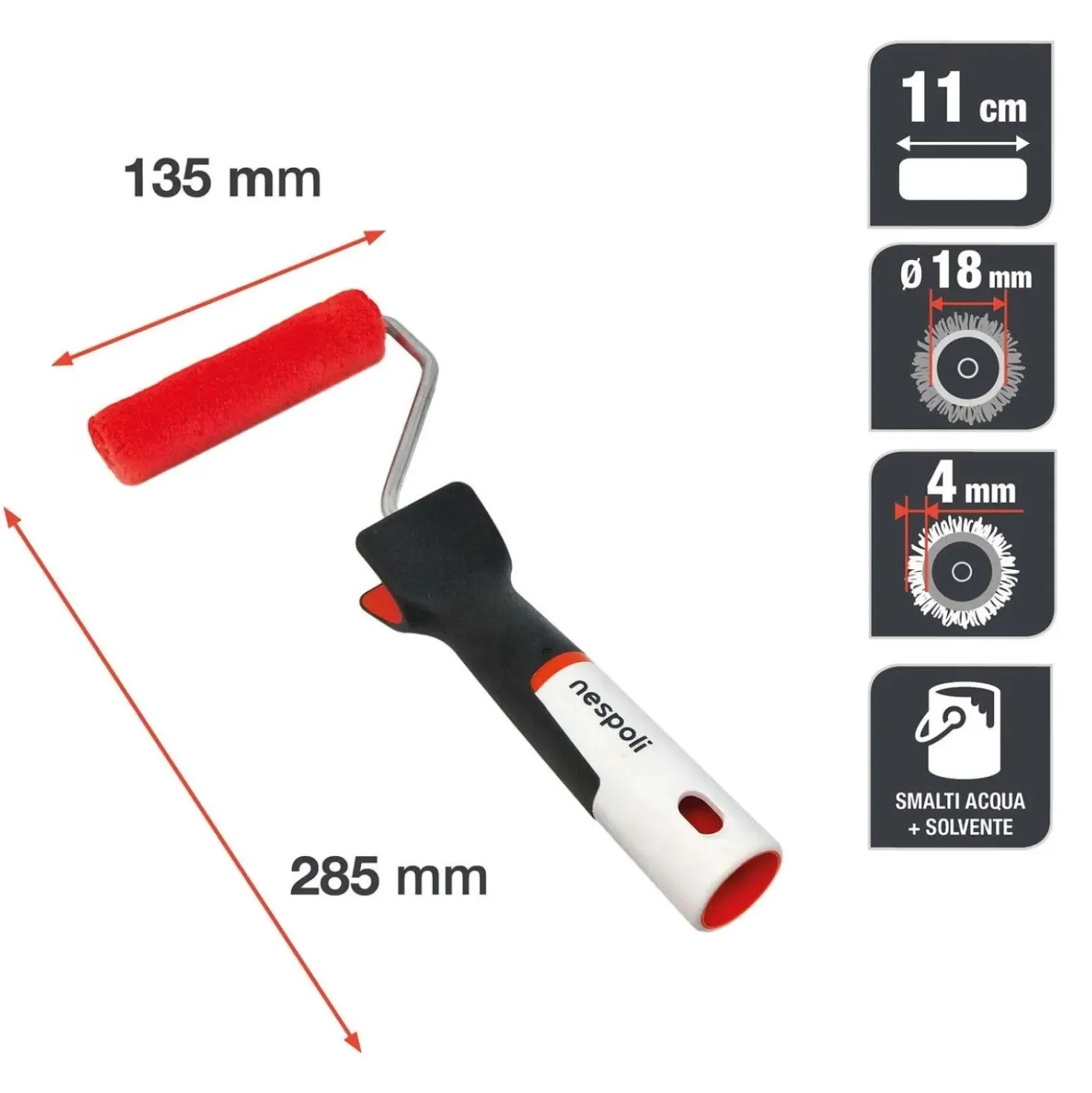 Nespoli Mini rullo per pittura Soft Touch Teflon 11 cm