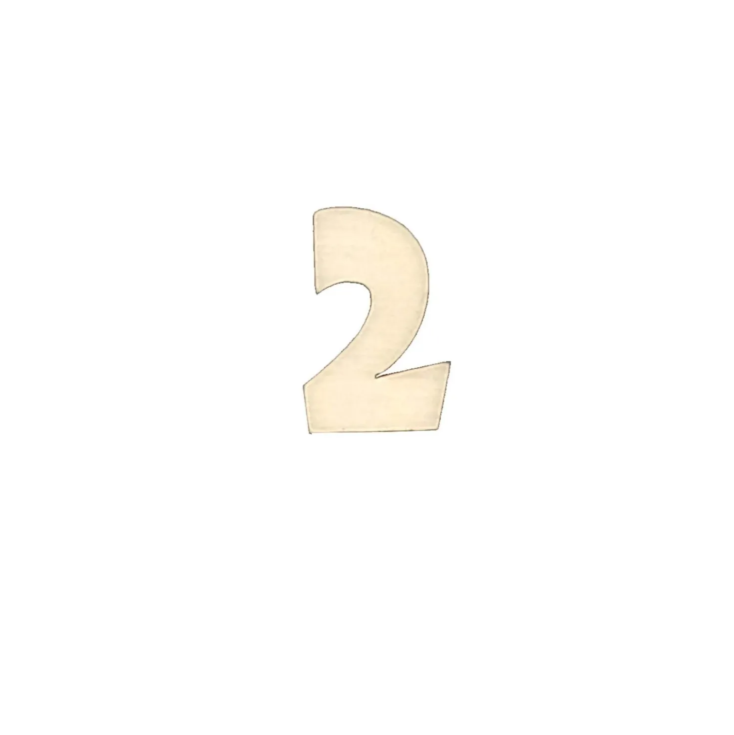Numero 2 decorativo in legno 4 cm