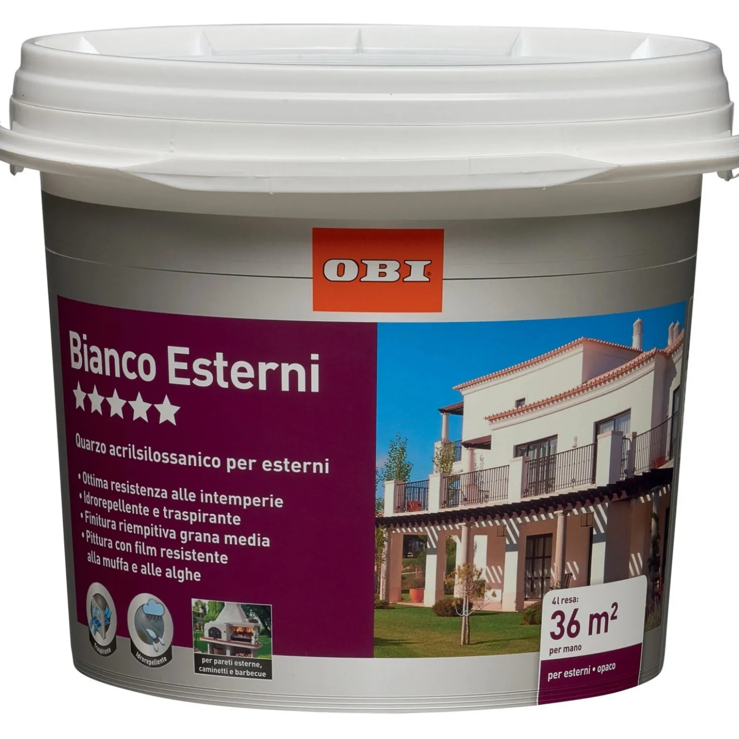 OBI Bianco Esterni Quarzo idropittura traspirante 4 l