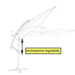 Ombrellone da giardino a palo decentrato girevole 300x200 cm beige