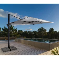 Ombrellone da giardino a palo decentrato Bizzotto Ines 200x300 cm grigio