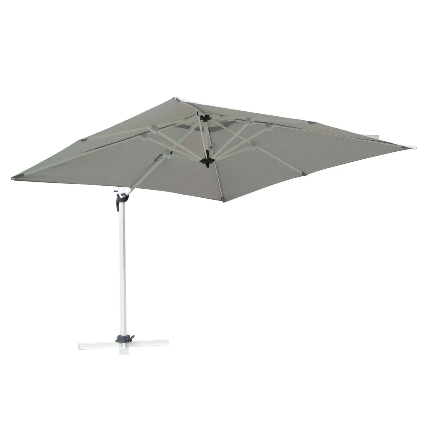 Ombrellone da giardino a palo decentrato 5046 300x300 H 270 cm grigio