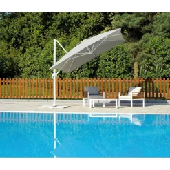 Ombrellone da giardino a palo decentrato 5046 300x300 H 270 cm grigio