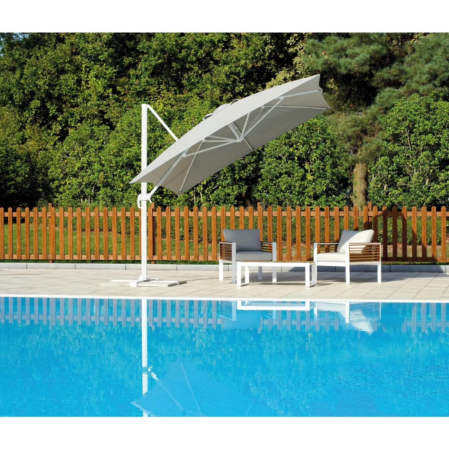 Ombrellone da giardino a palo decentrato 5046 300x300 H 270 cm grigio