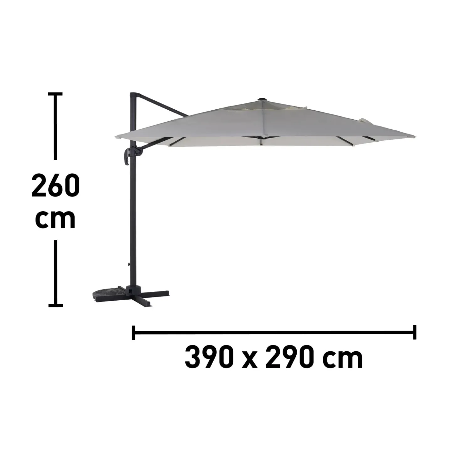 Ombrellone da giardino a palo decentrato 390x290 cm ecrù