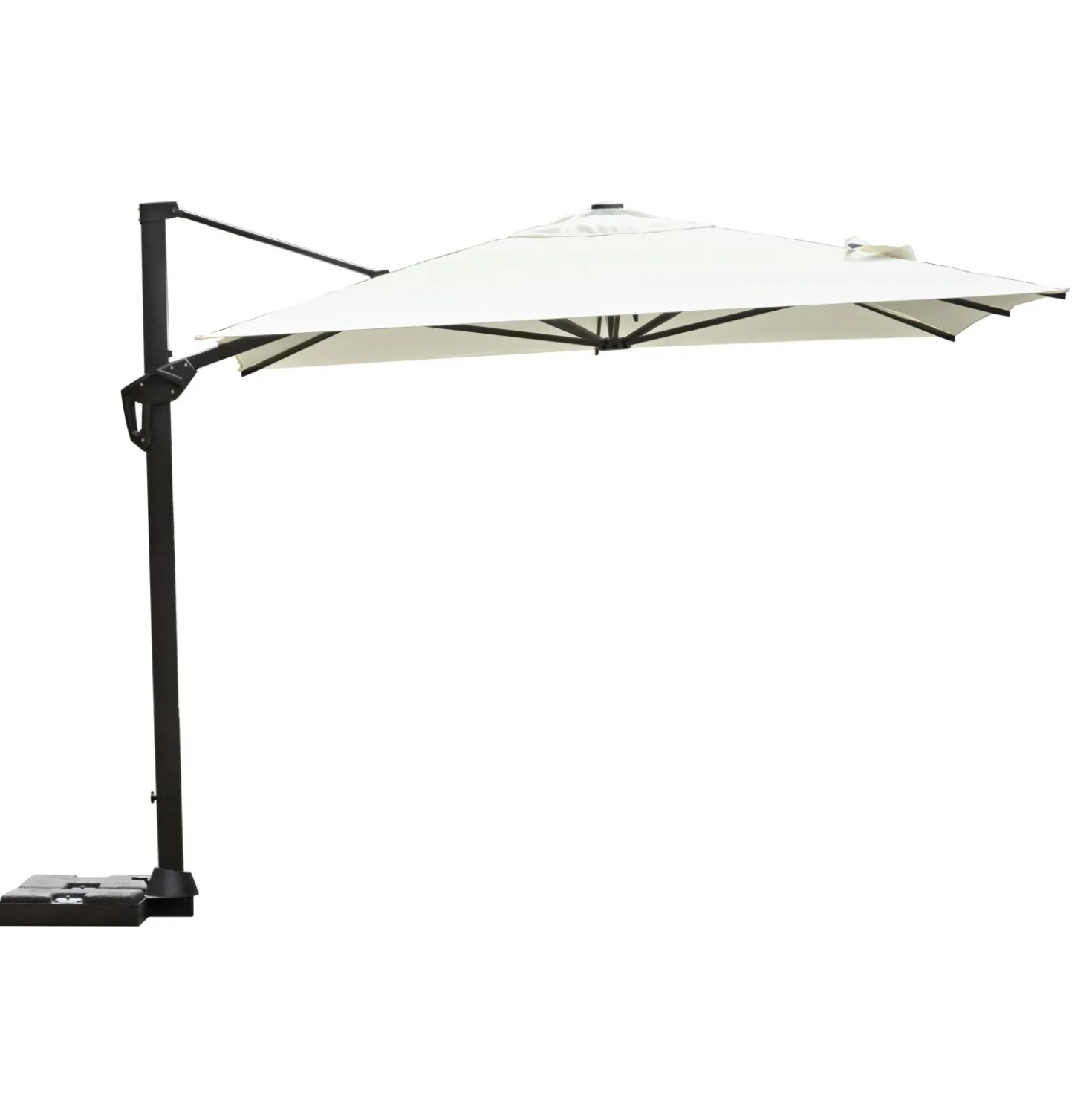 Ombrellone da giardino a palo decentrato 5062 300x300 H 266 cm ecrù