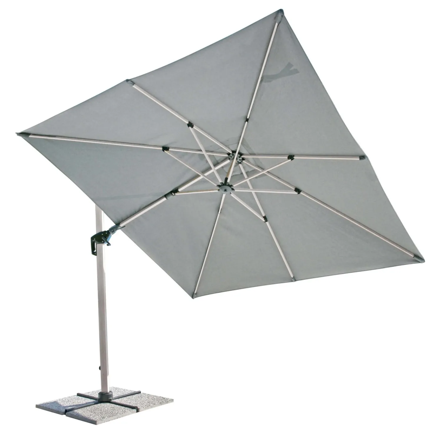 Ombrellone da giardino a palo decentrato 5048 300x300 H 263 cm grigio