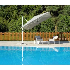 Ombrellone da giardino a palo decentrato 5047 300x400 H 275 cm grigio