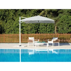 Ombrellone da giardino a palo decentrato 5047 300x400 H 275 cm grigio