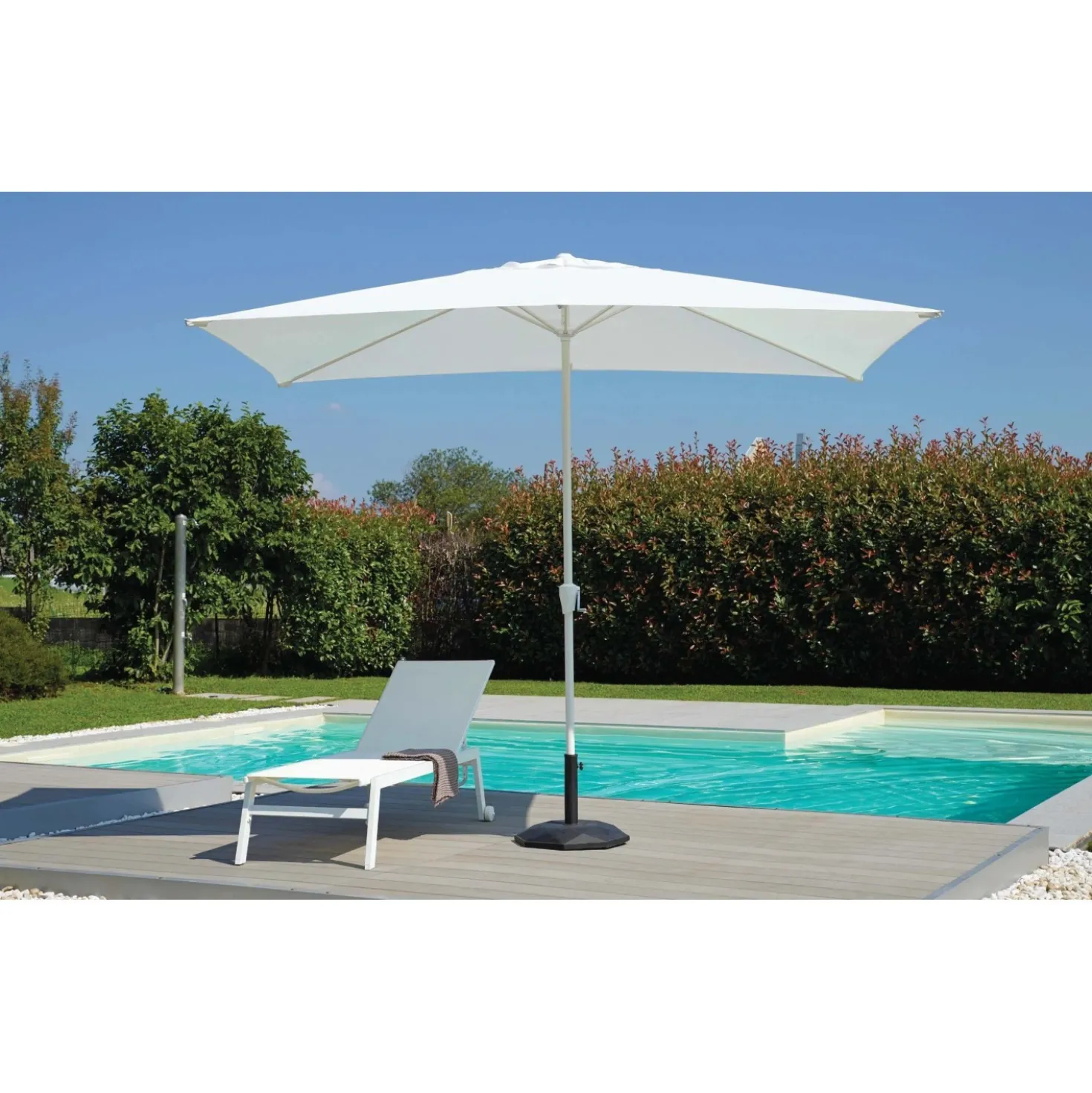 Ombrellone da giardino palo centrale fusto bianco 3x2 m Bianco