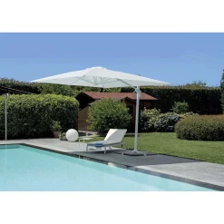 Ombrellone da giardino palo decentrato fusto antracite 3x3 m Bianco