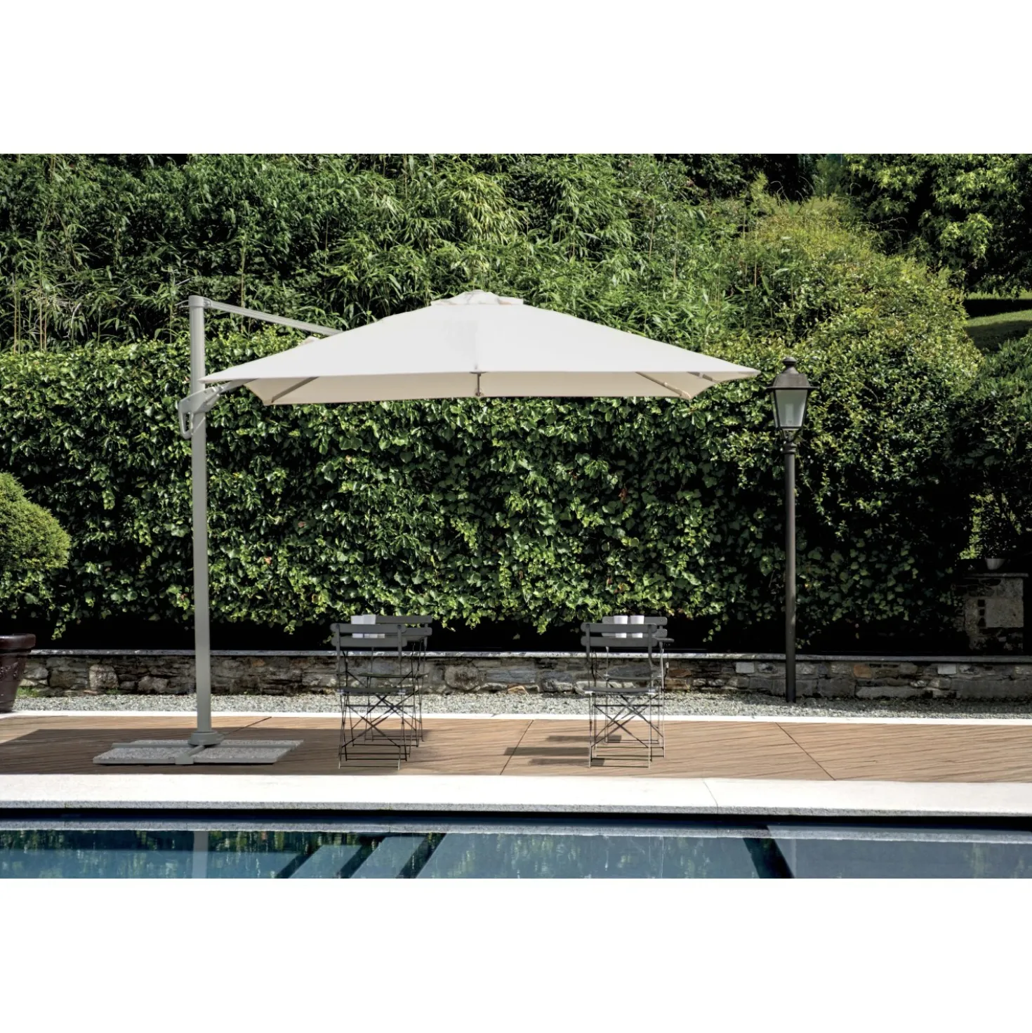 Ombrellone da giardino palo decentrato fusto creta 3x3 m Ecrù