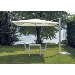 Ombrellone da giardino quadrato a palo decentrato Ø 300 cm bianco