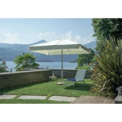 Ombrellone da giardino quadrato a palo centrale Ø 300 cm bianco