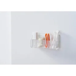 Organizer trucchi da parete trasparente 4 scomparti 12x3,7x6 cm