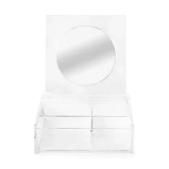 Organizer trucchi trasparente con specchio 14,8x14,8x4,7 cm