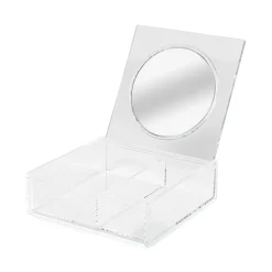 Organizer trucchi trasparente con specchio 14,8x14,8x4,7 cm