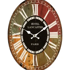 Orologio grande da parete stampa vintage in MDF 39x49x4 cm