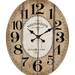 Orologio grande da parete stampa vintage in MDF 39x49x4 cm