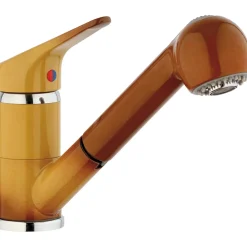 Paini miscelatore lavello canna bassa doccetta estraibile Dream marrone antico