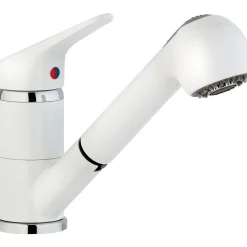 Paini miscelatore lavello canna bassa doccetta estraibile Dream bianco