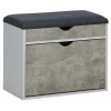 Panca scarpiera doppia profondità 1 anta 1 cassetto truciolare 60x30x50cm grigio