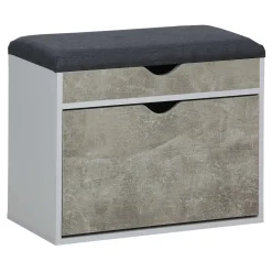 Panca scarpiera doppia profondità 1 anta 1 cassetto truciolare 60x30x50cm grigio