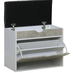 Panca scarpiera doppia profondità 1 anta 1 cassetto truciolare 60x30x50cm grigio