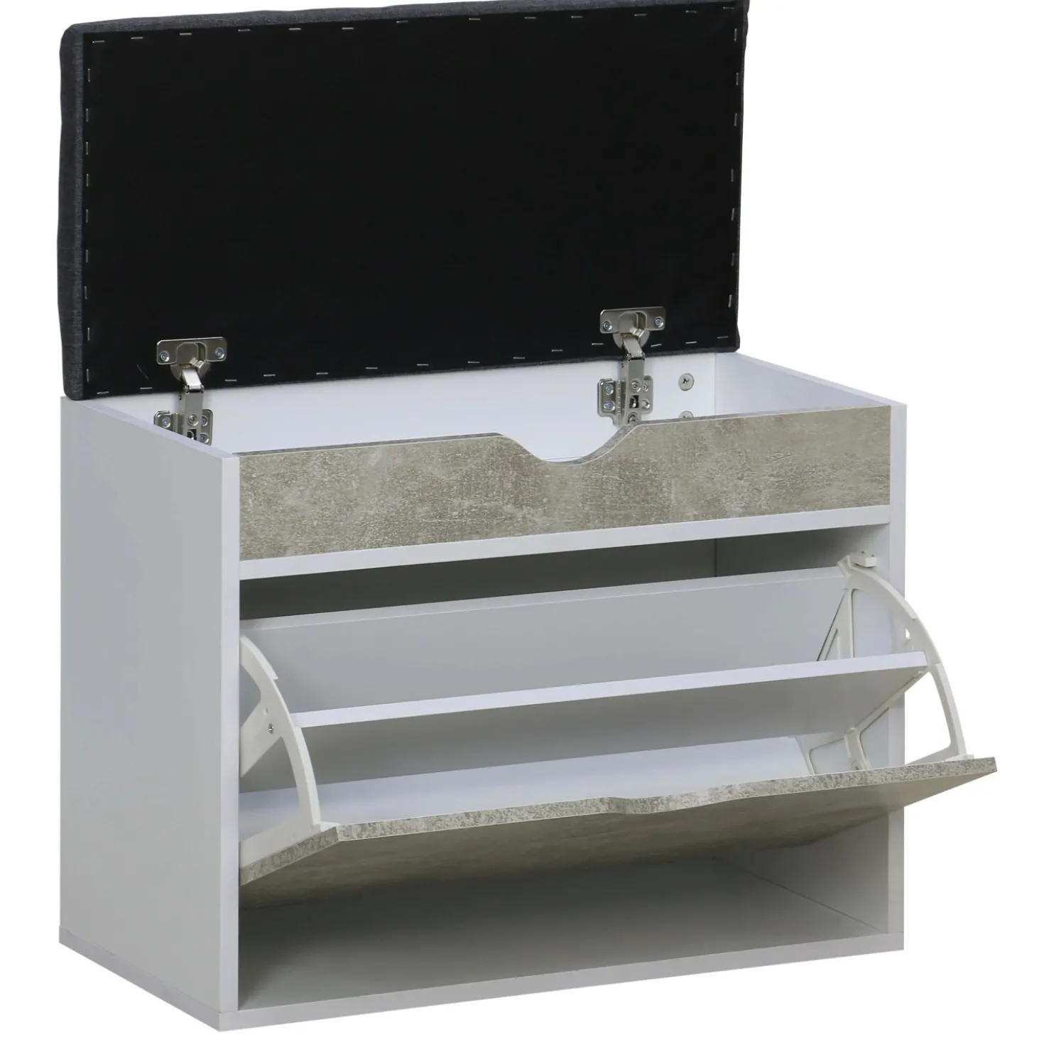 Panca scarpiera doppia profondità 1 anta 1 cassetto truciolare 60x30x50cm grigio