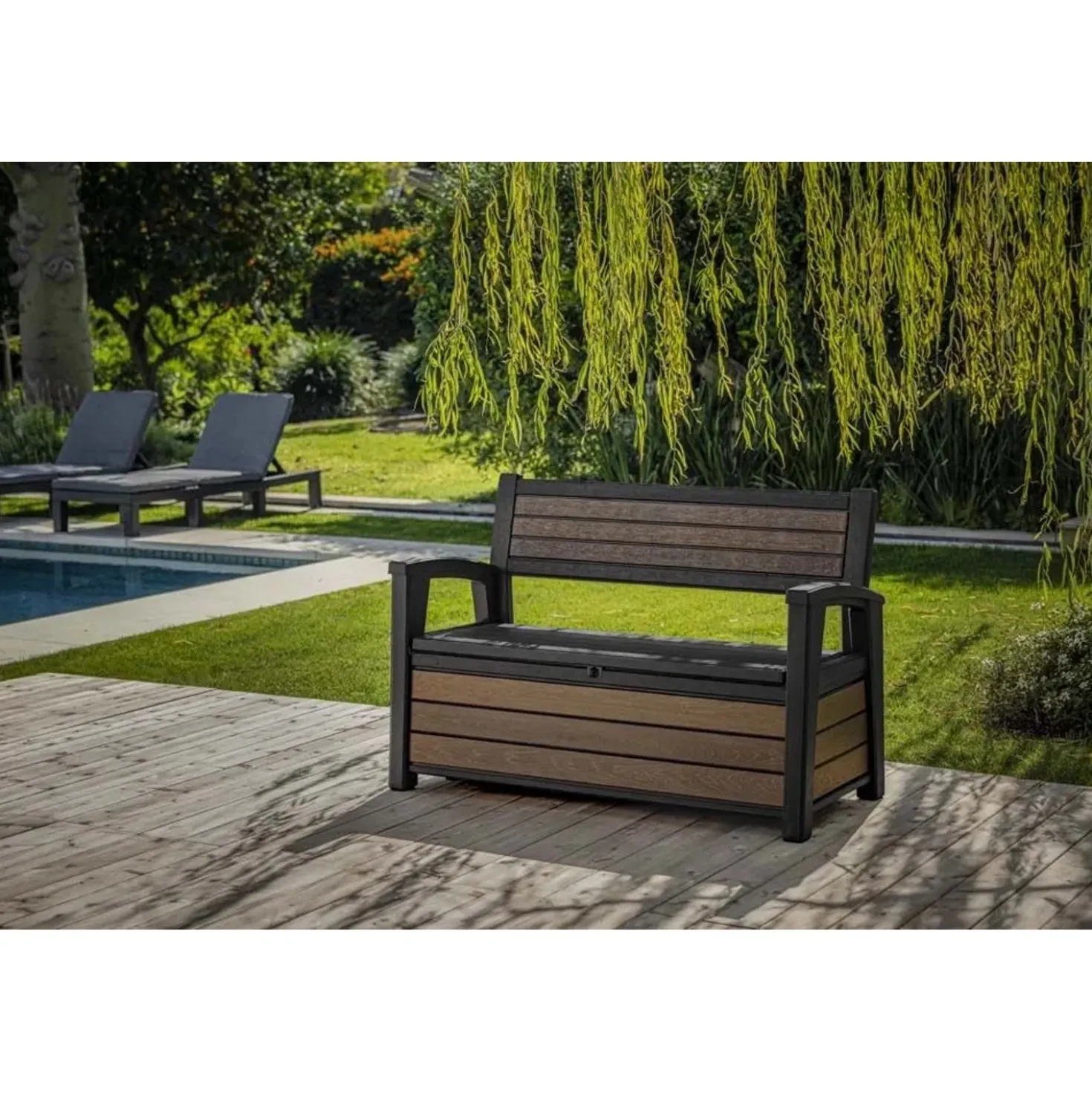 Panchina contenitore da esterno Keter finitura Walnut 227 l