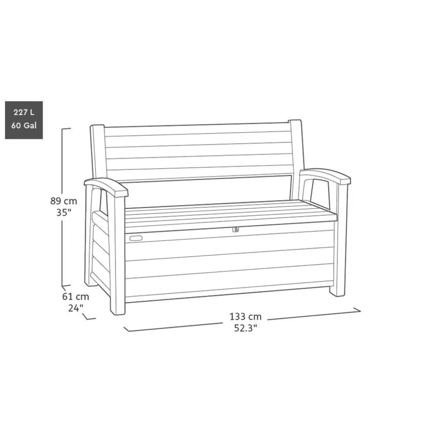Panchina contenitore da esterno Keter finitura Walnut 227 l