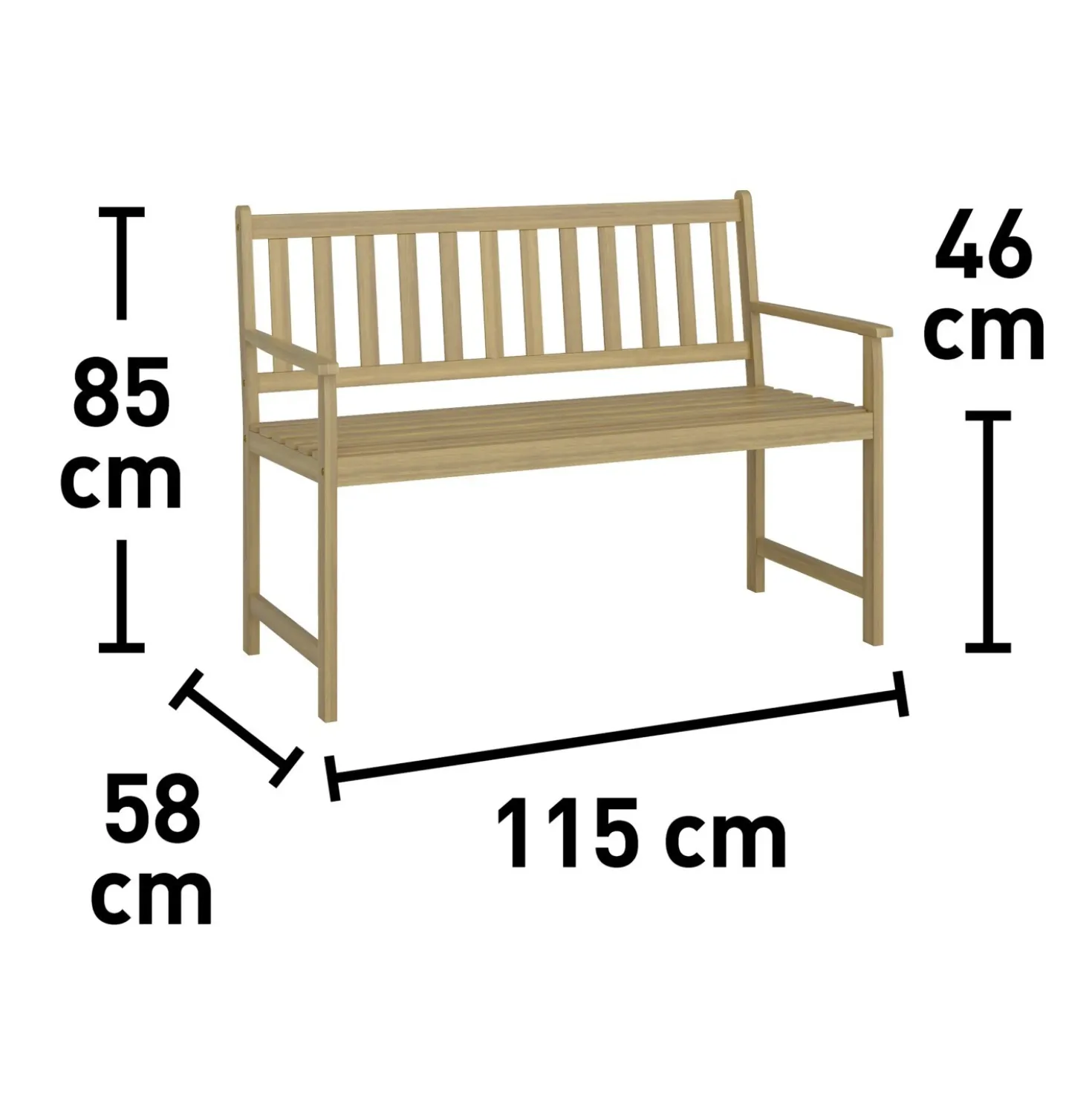 Panchina da giardino Kentwood in legno 115x56,6 cm acacia