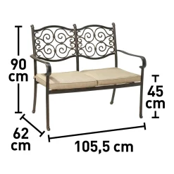 Panchina in alluminio Mansura 105,5x62x90 cm 2 posti