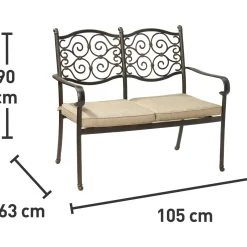 Panchina in alluminio Mansura 105,5x62x90 cm 2 posti