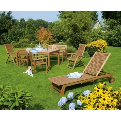 Panchina in legno di eucalipto Chelsea 89,5x158x61 cm 3 posti