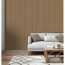 Pannello fonoassorbente decorativo rovere grezzo 240x57,2 cm Sp. 19 mm