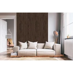 Pannello fonoassorbente decorativo noce scuro grezzo 240x57,2 cm Sp. 19 mm