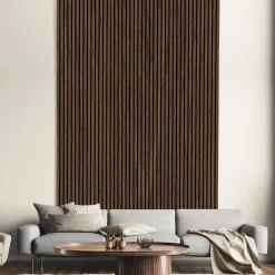 Pannello fonoassorbente decorativo noce scuro grezzo 240x57,2 cm Sp. 19 mm