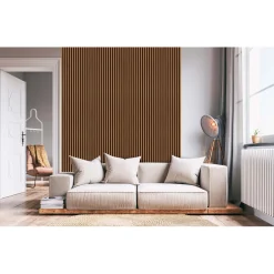 Pannello fonoassorbente decorativo rovere scuro grezzo 240x57,2 cm Sp. 19 mm