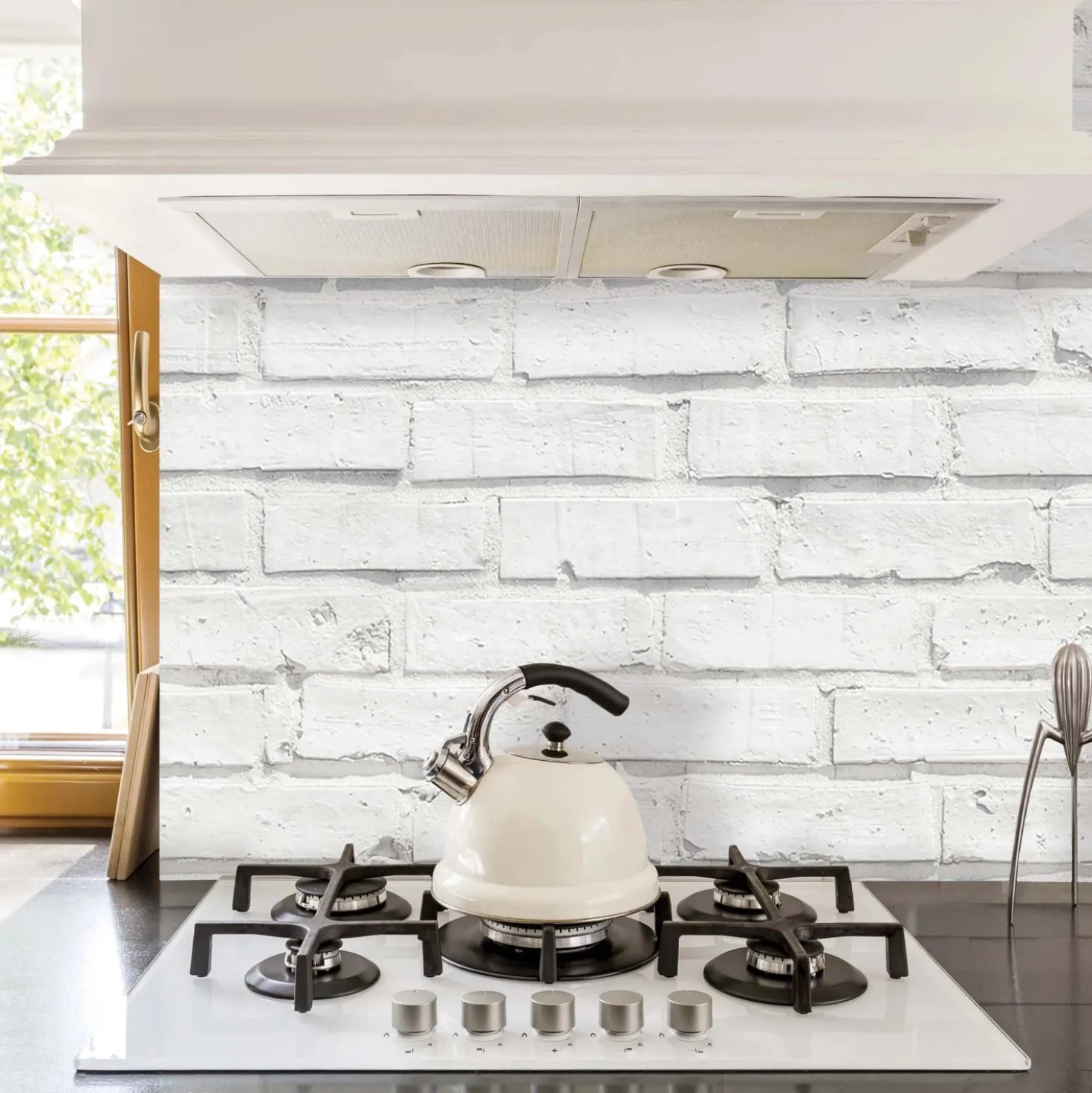 Paraschizzi cucina adesivo White Bricks 45x180 cm