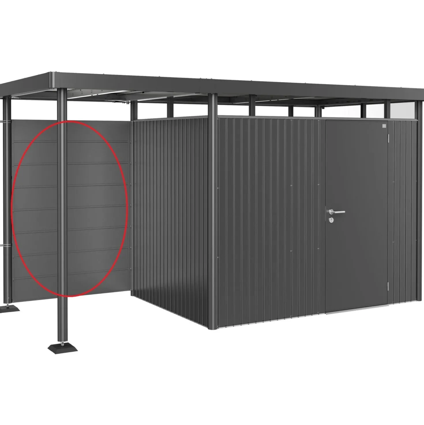 Parete posteriore tetto laterale Biohort H2-H5 134x4x181 cm grigio scuro met