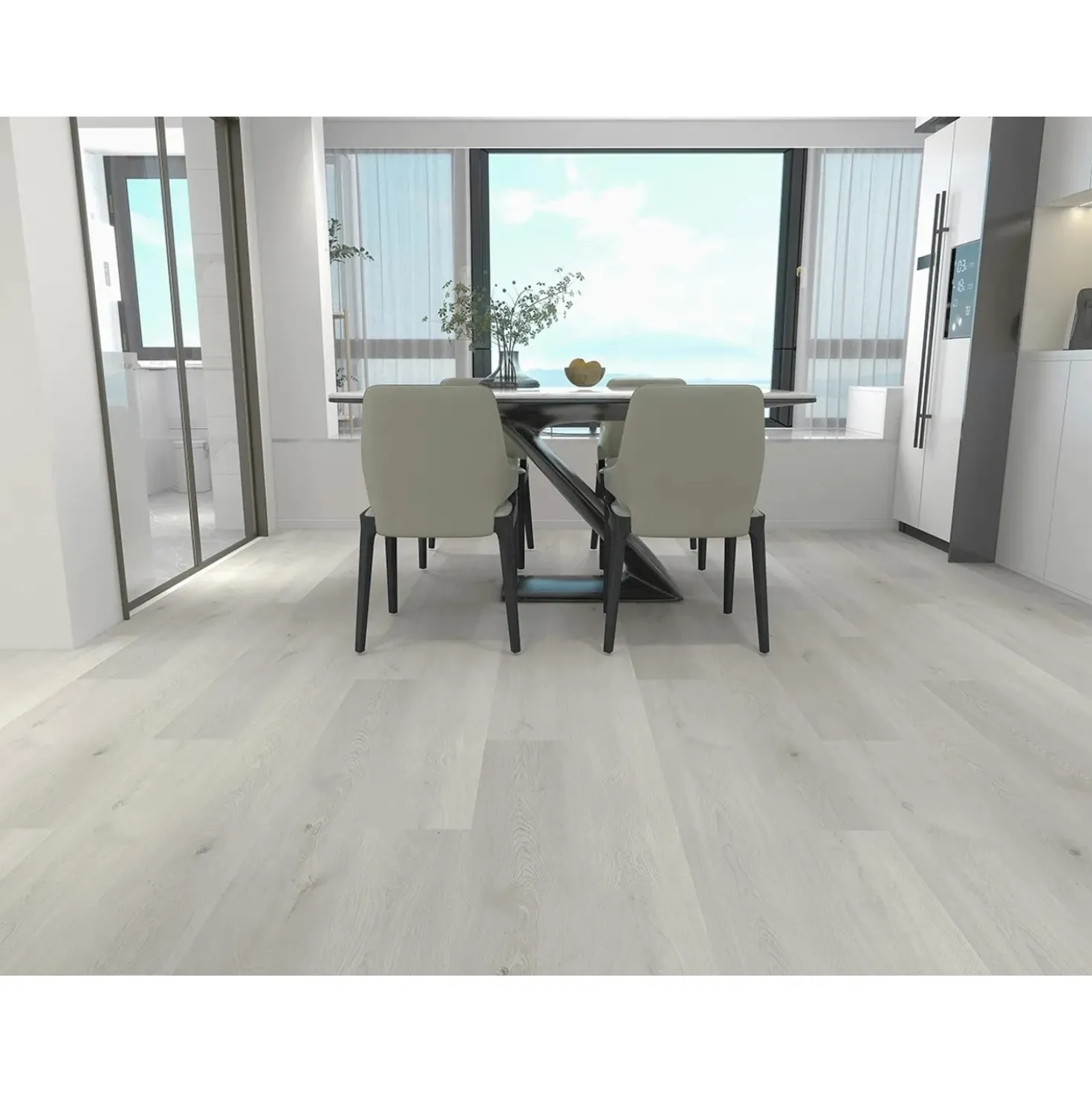 Pavimento SPC Napoli Robust Plus rovere ghiaccio sp 5,5 mm 122x18 cm