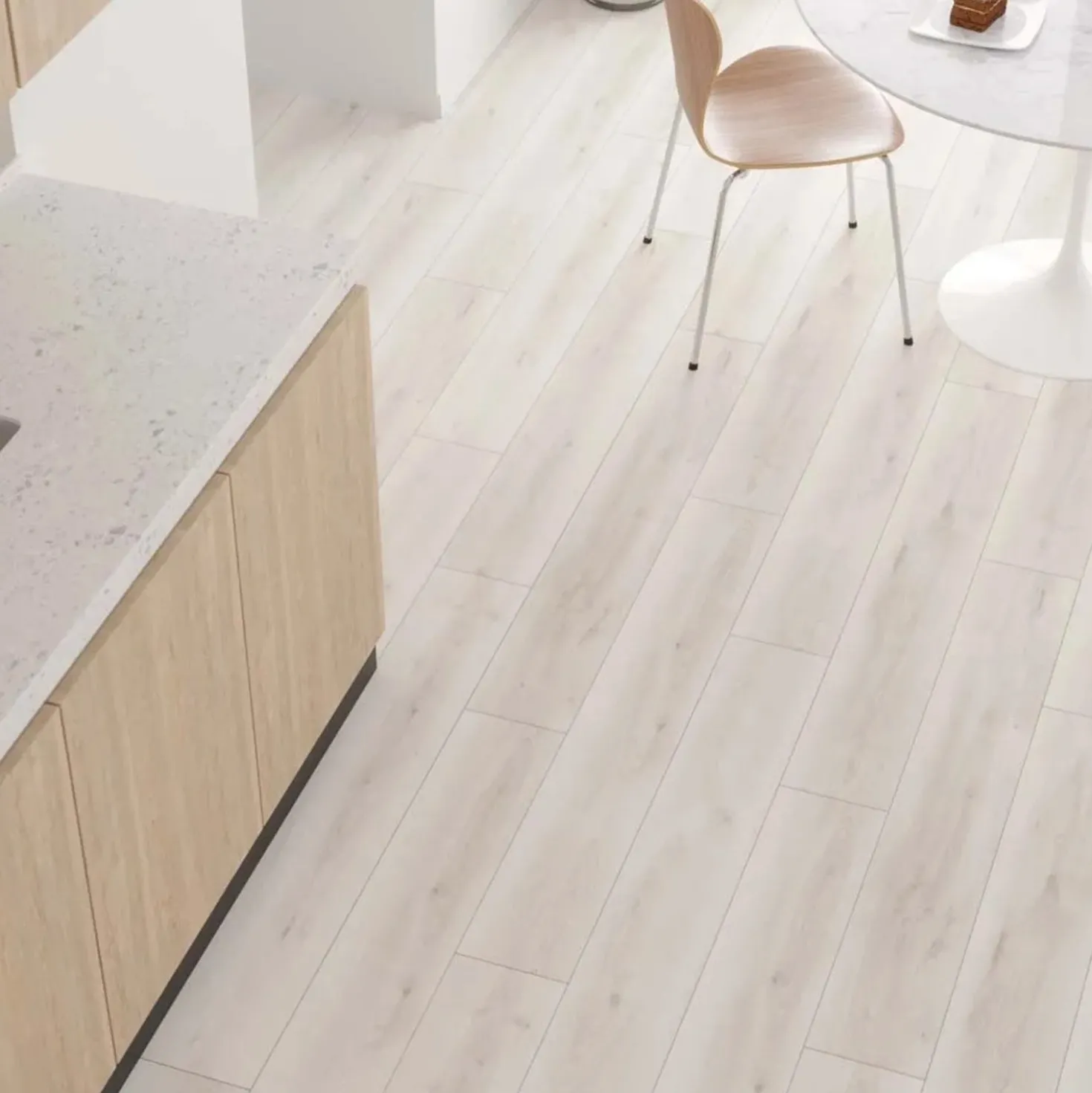 Pavimento SPC Orchid Oak grigio chiaro sp 4+1 mm 128x19,2 cm