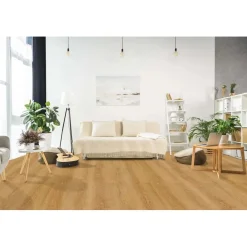 Pavimento SPC Platano marrone chiaro sp 4+1 mm 121,9x17,8 cm
